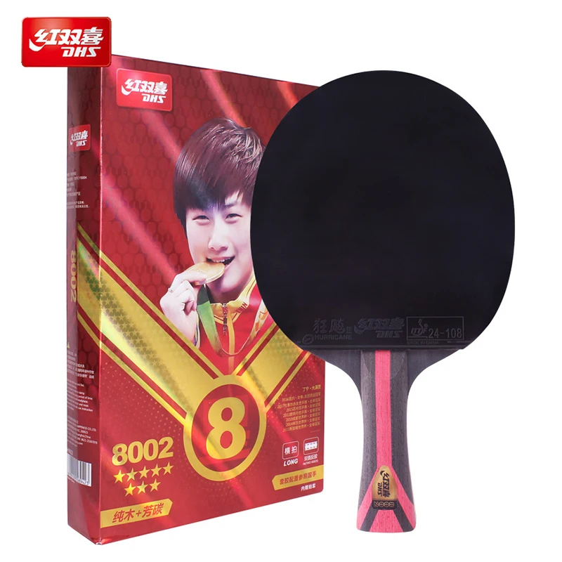 

DHS 8 Star Table Tennis Racket Professional 5 Wood 2 Blue ALC Offensive Ping Pong Racket with Hurricane 3 Hurricane 8 Rubber