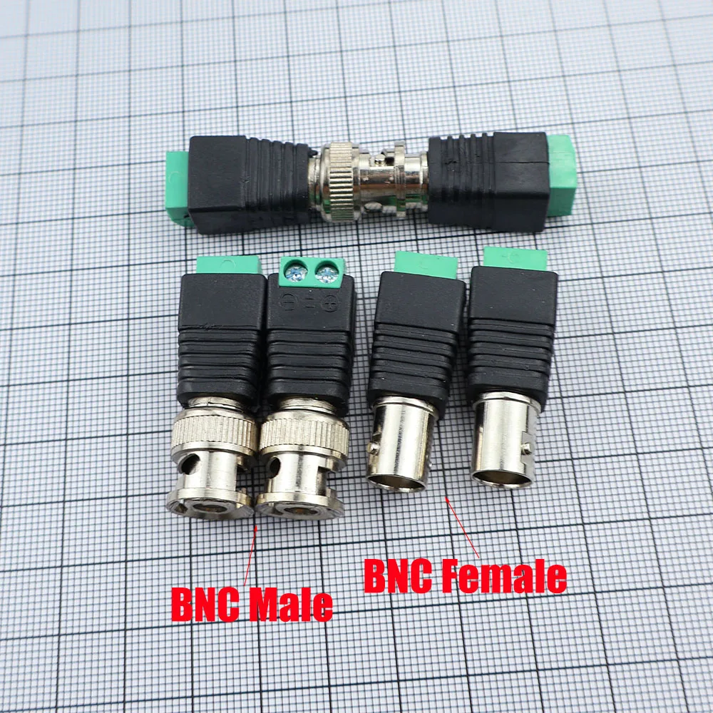 2PCS DC Plug BNC Male and Female Plug Connector Suitable for Audio and Video CCTV Surveillance Cameras