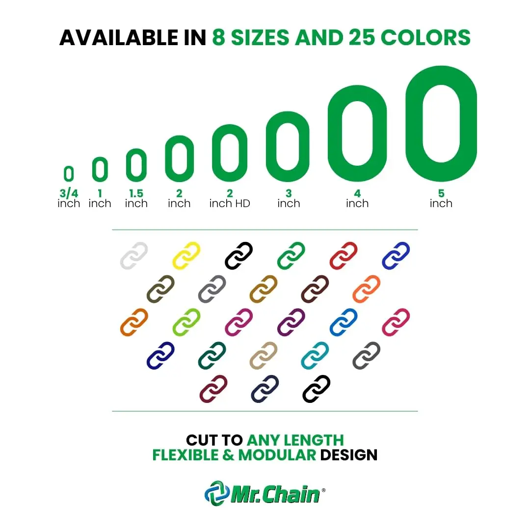 Plastic Barrier Chain – Red, 2-Inch Link Diameter, 100-Foot Length – Lightweight, Durable, UV-Resistant HDPE – Visual