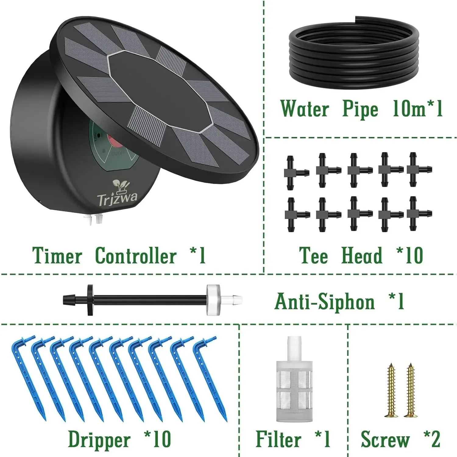 Solar Automatic Drip Irrigation System Kit, Auto Watering Kit for DIY Garden Watering System with 9 Timing Modes Outdoor Garden image 6