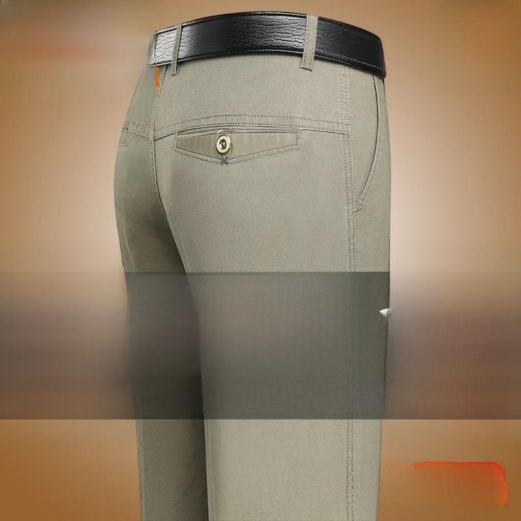

Men's Casual Cotton Pants Straight Leg Loose Fit Autumn Spring Busin Casual Long Trousers Breathable Comfortable Dad Jeans