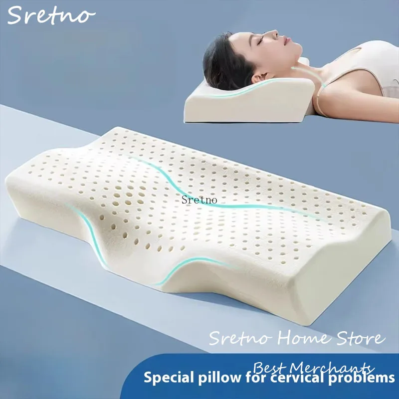 Natural Latex Pillow for Student Neck Protection and Sleep Aid Single High and Low Pillows for Nap Butterfly Shaped Pillow Core