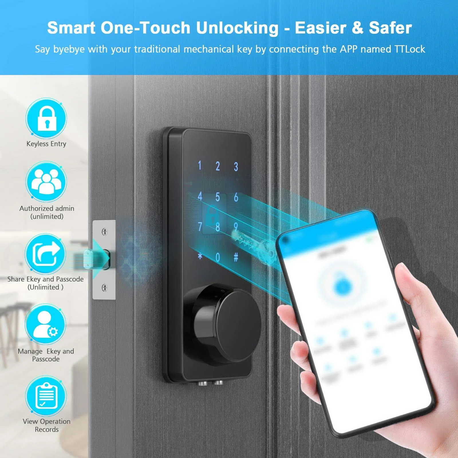 TTlock APP Smart Lock Keyless Entry Deadbolt Door Lock with keypads Biometric Fingerprint Electronic Remote Control Auto Lock