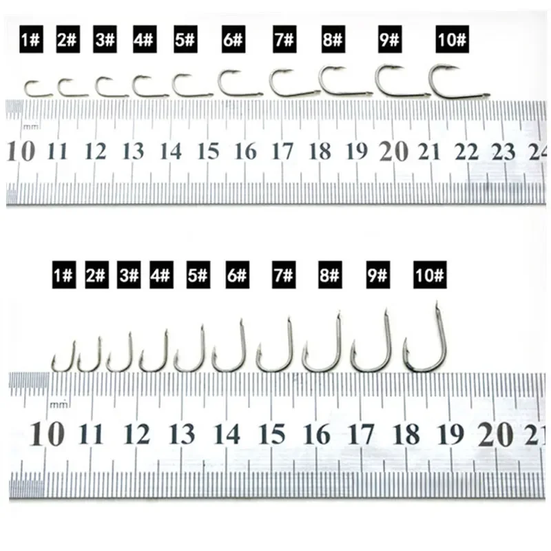 10 Pcs Fishing Hooks Set Carbon Steel Single Circle Fishhook Fly Fishing Jig Barbed Carp Hooks Sea Tackle Accessories