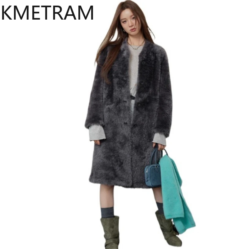 

Двусторонняя меховая куртка из натуральной шерсти Lagon, женская длинная шуба высокого качества из натурального меха, зимняя женская одежда 2025 abrigos