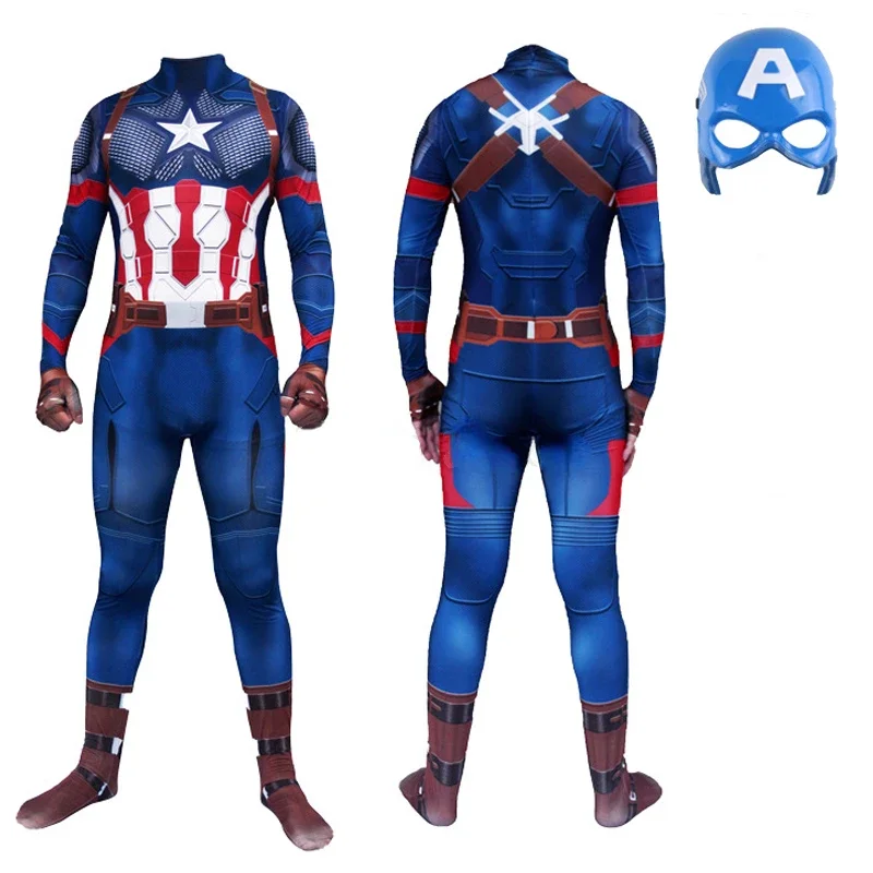 Cosplay Captain America Jumpsuit Cosplay Kostuum Superheld Volwassen Kinderen Halloween Carnaval Party Show Bodysuit