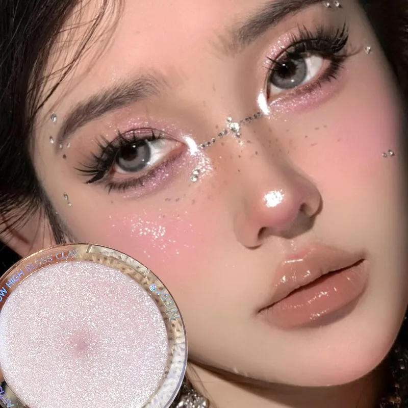 Glitter Eyeshadow Highlighter Palette Pearl Diamond Monochrome Face Highlighter Lasting Brightening Contour Shiny Eyes Cosmetics