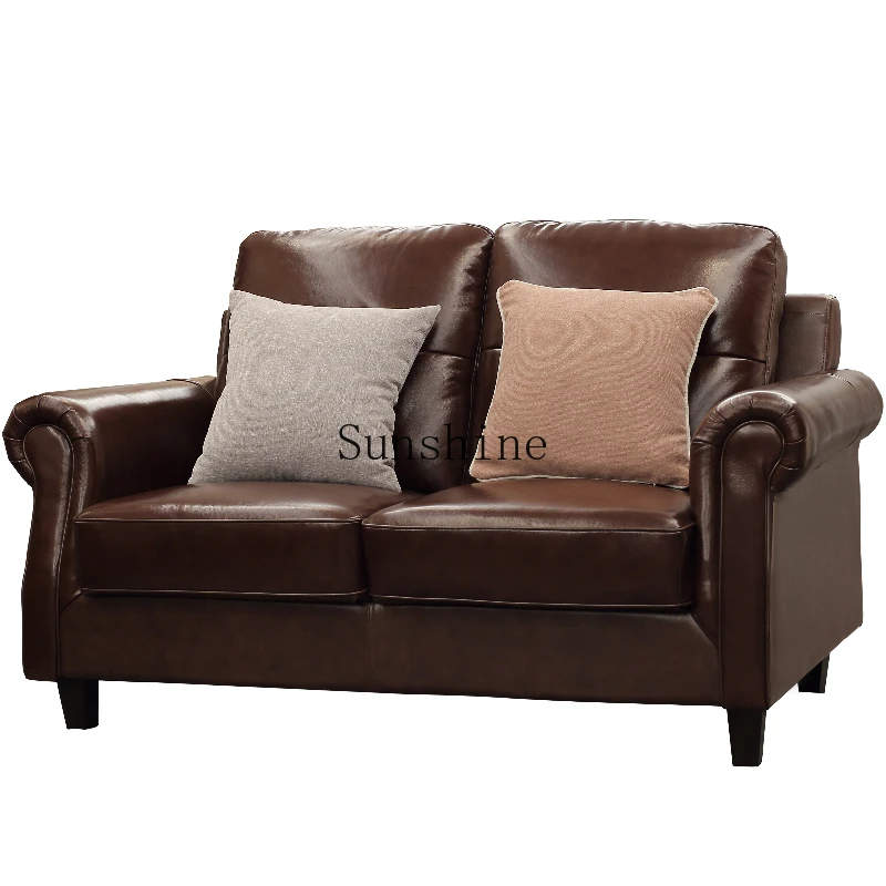 

American retro leather sofa first layer cowhide brown sofa