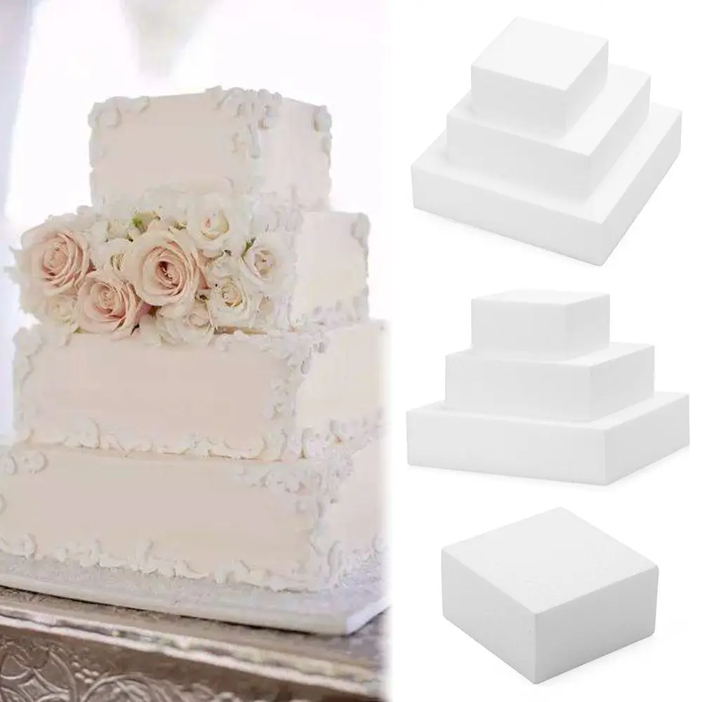 4/6/8/ inch Square Cake Dummy Modelling Sugar Craft Kitchen Party DIY Practice Model Cake Foam Mould Styrofoam
