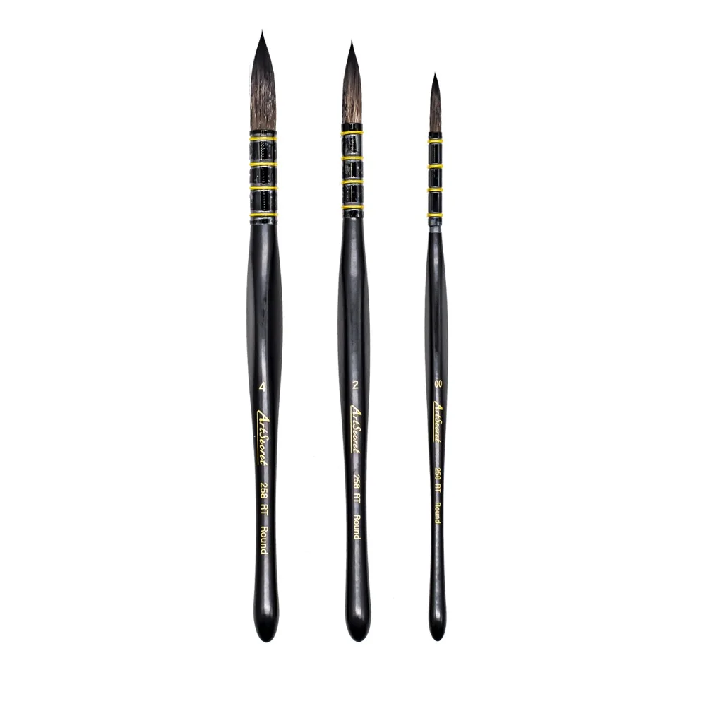 Artsecret 3-pcs Professional Paint Brushes Set Triangular Handle Painting Brush Drawing for Watercolor Oil Acrylic Art Accessory