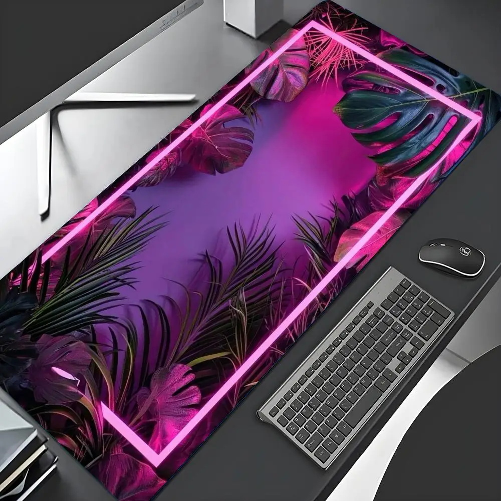 Neon leaves Mouse Pad Large Computer Office Game Table Mats XXL Rubber Anti-slip Gaming Keyboard Mousepads Long Desk Pads