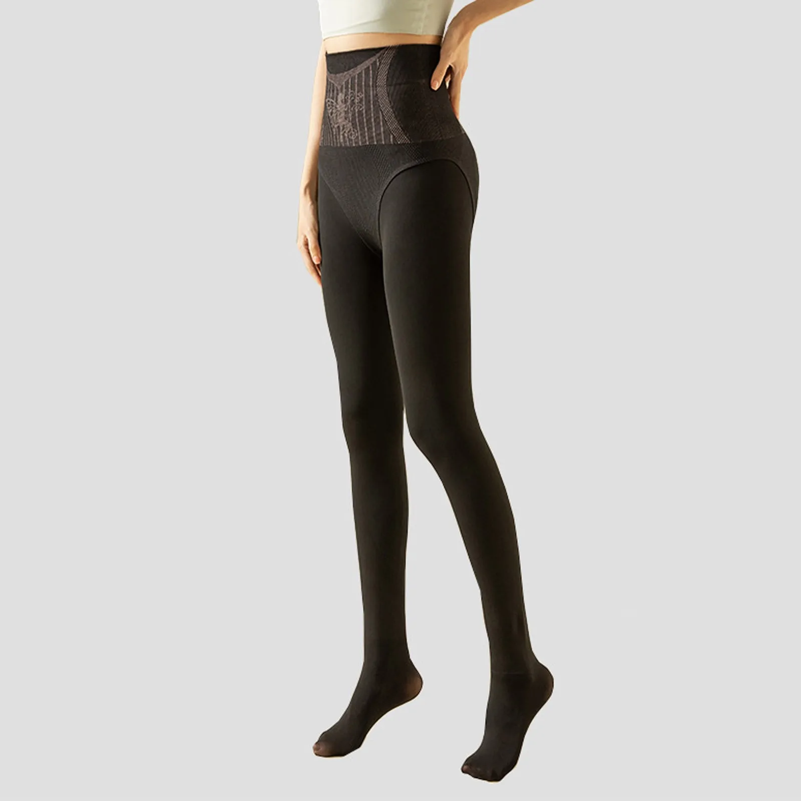 Leggings collant dimagranti autunno inverno da donna Leggings collant a compressione pancia a vita alta tinta unita