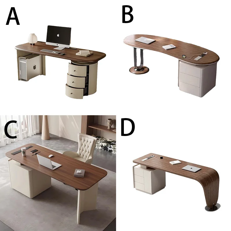 

Стол в средневековом стиле Коммерческий стол из цельного дерева Стол для учебы начальника Дизайнерский изогнутый стол Компьютерный стол