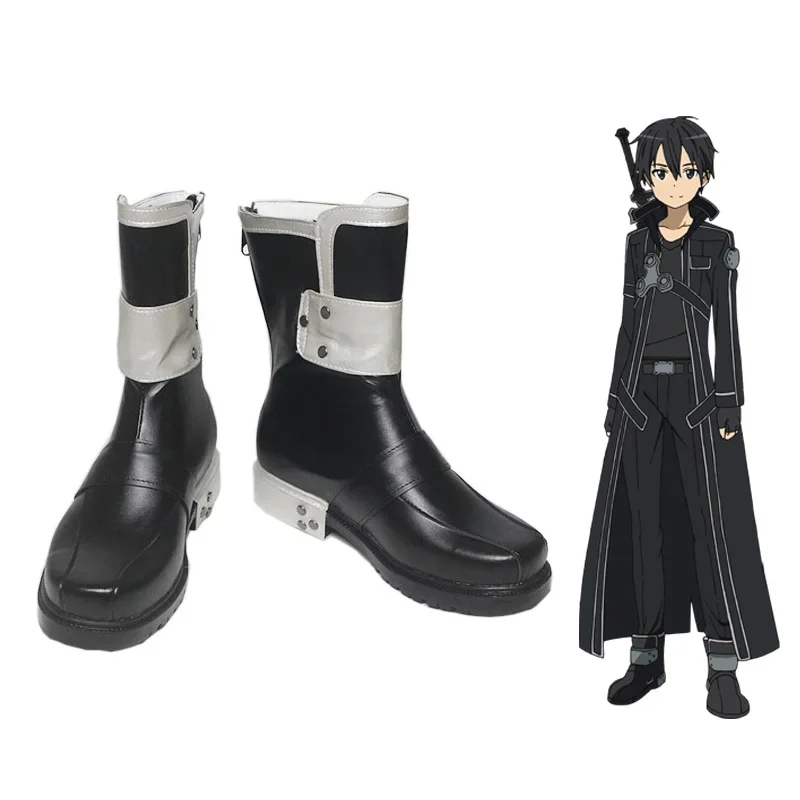 2024 New Anime Kirigaya Kazuto Cosplay Costumes Sword Art Online Kirito Shoes Alicization Wigs Boots Uniform Set Adult Unisex