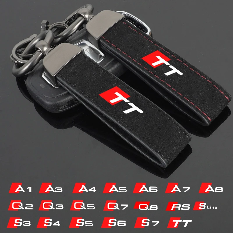

Suede Leather Car Logo Key Chain Keyring for Audi A1 A3 A4 A5 A6 A7 A8 Q2 Q3 Q5 Q7 Q8 S3 S4 S5 S6 S7 Auto Keychain Accessories