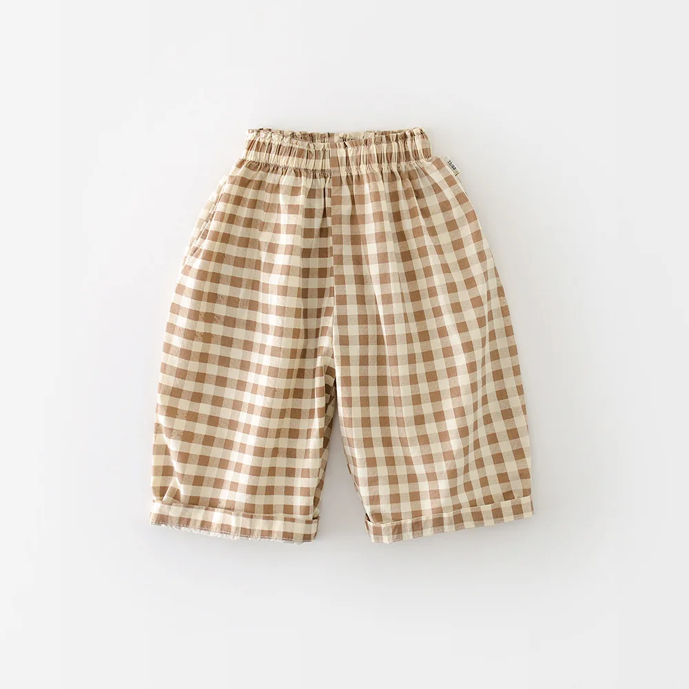 Pantalon ample en coton pour bébés garçons, à la mode, décontracté, à carreaux, jambes larges, vêtements pour nourrissons, nouvelle collection printemps 2026