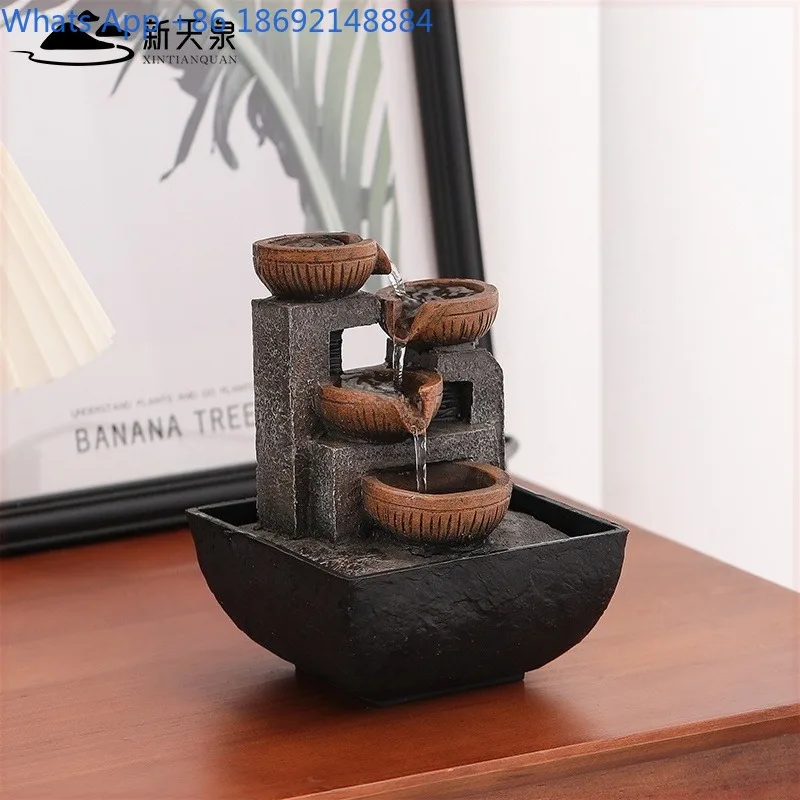 

Automatic Flowing Water Ornament Circulating Water Style Coffee Table Office Desktop Small Ornament Living Room Home Use