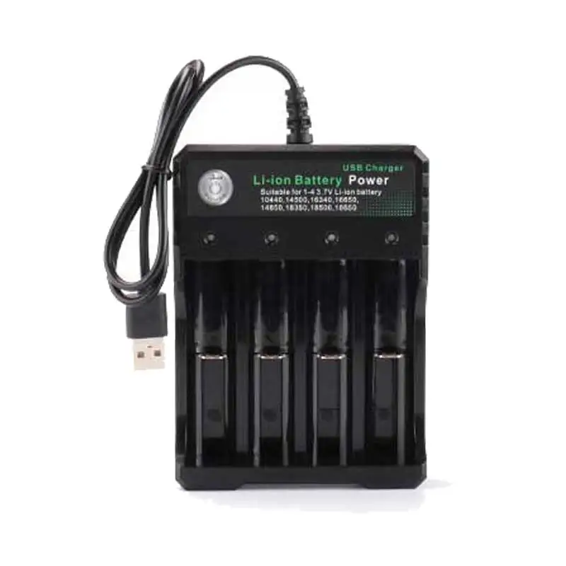 18650 Charger Lithium Battery USB Charger 1/2/4 Slot Independent Charging Rechargeable Battery With LED Light Battery Charging