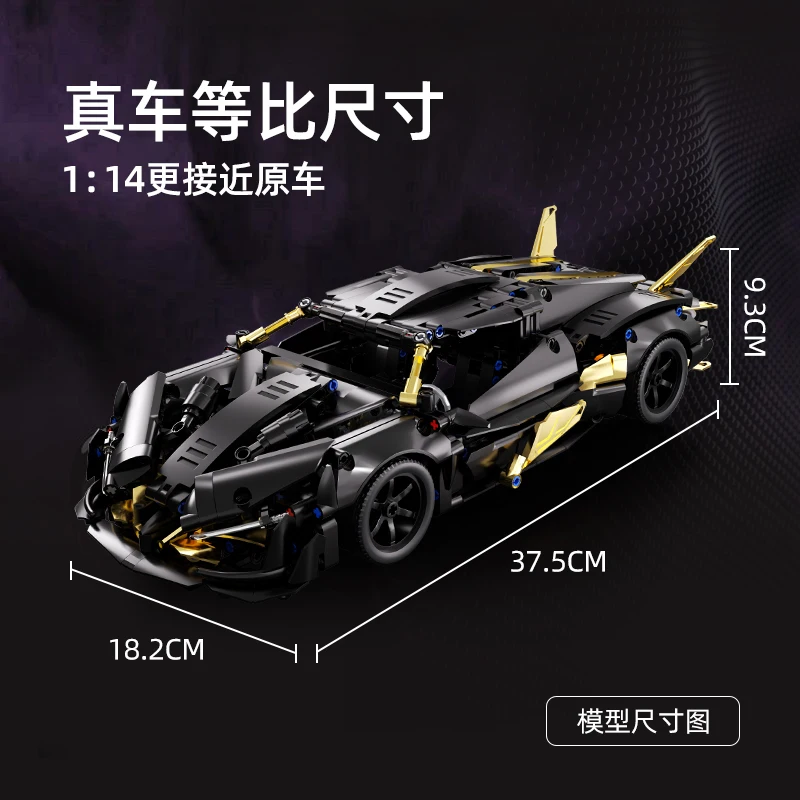 1000+ Elementów Techniczny Czarny Apollo Racing Model Samochodu Klocki Konstrukcyjne Kreatywny Dorosły Supercar Puzzle Zabawka Prezent Urodzinowy dla Dorosłych