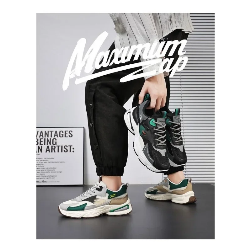 Men's Summer 2026 Casual Running Sneakers Color Block Breathable Mesh Non Slip Dad Outdoor Street Footwear