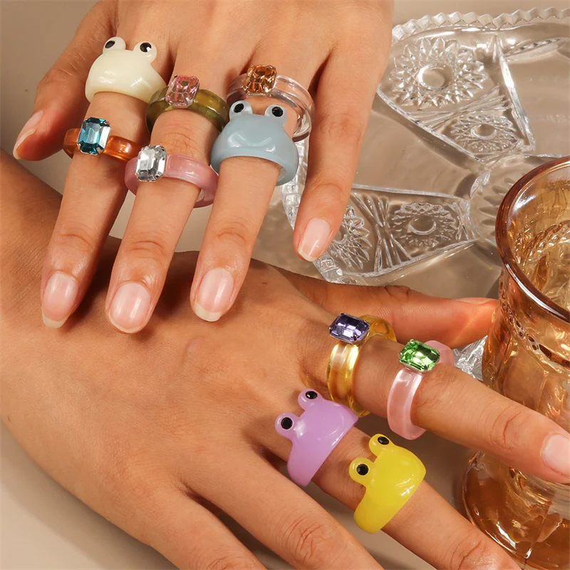 Aihua Korean Colorful Flower Ring Sets Bohemia Handmade Multi Beaded Rice Beads Finger Ring For Women Beach Jewelry Gifts