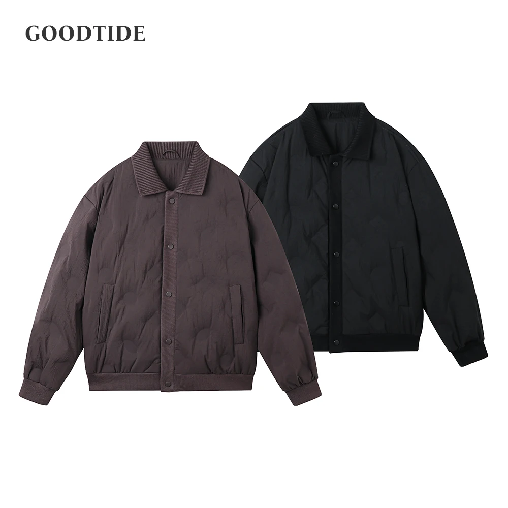 

Fashion Men's 90 White Duck Down Lapel Jacket 2025 Winter New Retro Loose Warm Casual Long Sleeve Top Jacket