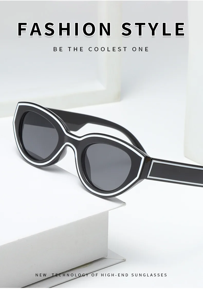 Neue Ankunft Platz Cat Eye Sonnenbrille Frauen Oval Vintage Marke Elliptische Sonnenbrille für Weibliche Shades Männliche Brillen Sonnenbrillen – Detail 3