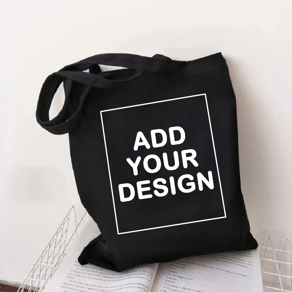 Customed Tote Bags for Women Design Customize Canvas Shopping Beach Bag Large Capacity Reusable Handbags