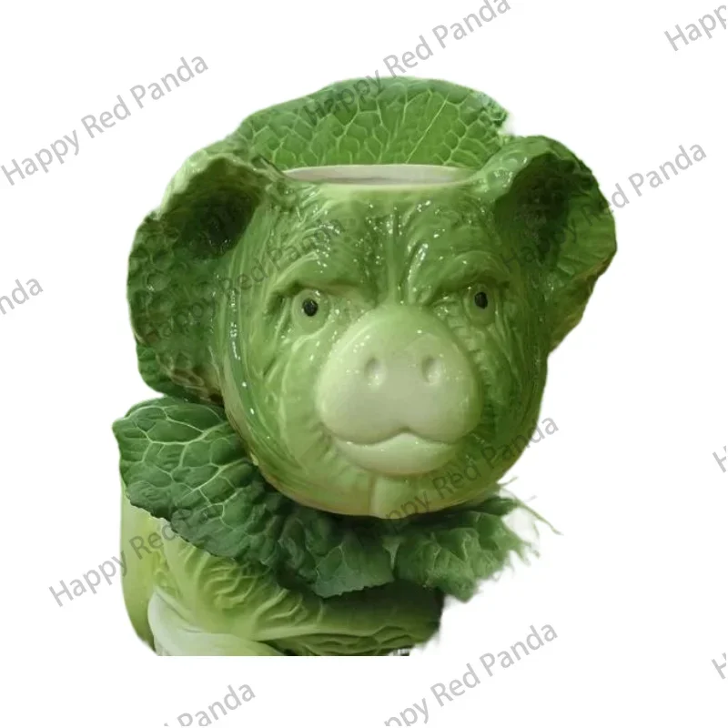 Creative cabbage pig ceramic funny cup ins high value mug personalized birthday gift couple water cup