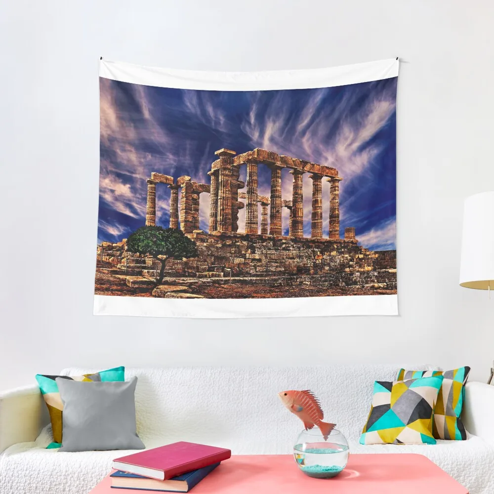 Temple Of Poseidon Greek Ruins Fine Art Print Tapestry Cute Decor Decoration Bedroom Decoration For Bedroom Tapestry