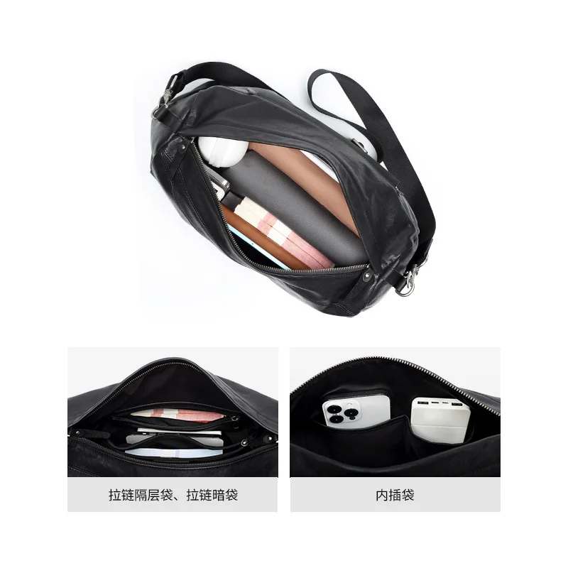 حقيبة جلدية جديدة للرجال حقيبة وسادة فاخرة حقيبة كتف رجالية عادية حقيبة كروس عصرية #4