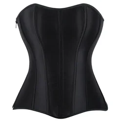 Sexy Corsets Bustiers for Women Overbust Corset Top Corselet Satin up Zipper Corsetto Shaper Gothic Korsett Black