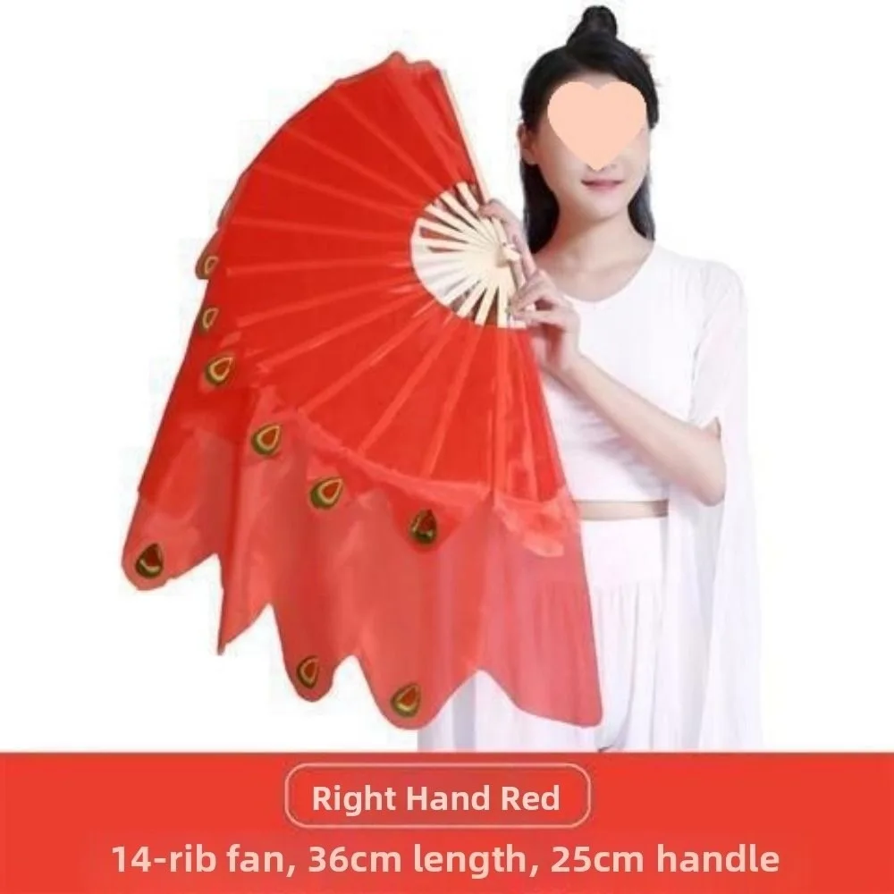 

31/36 см бамбуковый китайский короткий веер для танца живота 10/25 см полукруг шелковая вуаль ручная краска с блестками двусторонний веер для выступлений