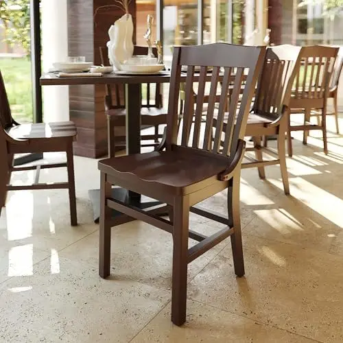 School House Back Walnut Wood Chair