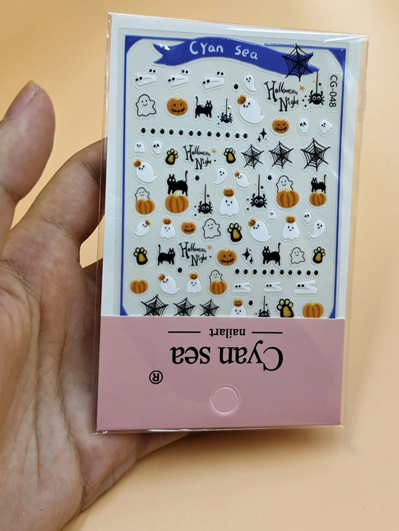 ハロウィン ゴーストとパンプキン ネイルステッカー - パーティー用防水ネイルアートステッカー