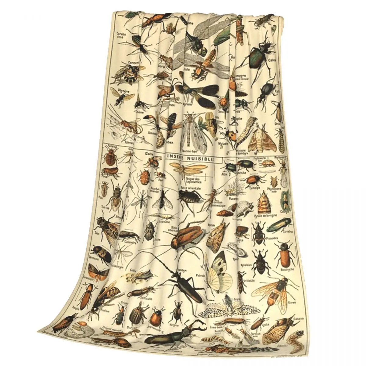 Insects In French Blanket Soft Warm Flannel Throw Blanket Plush for Bed Living room Picnic Travel Home Sofa