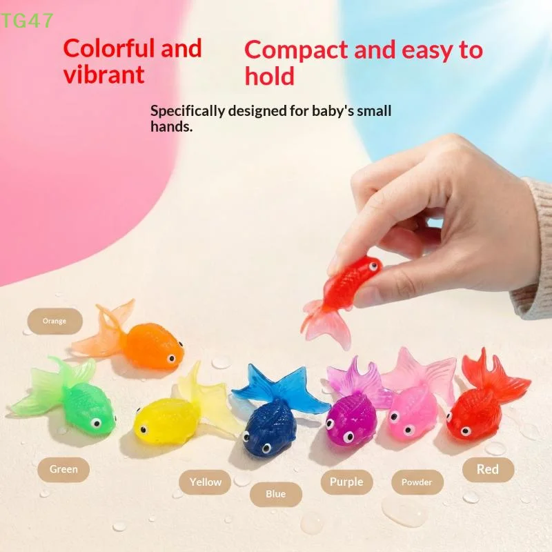 【LS】【LS】Simulation Goldfish Toy Soft Rubber Colored Fake Goldfish Model Kindergarten Fishing Outdoor Baby Water Play Toy Gift