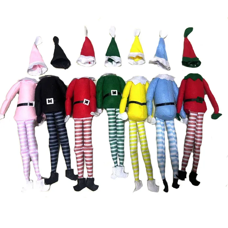 

Multi Color Christmas Elf Boys and Girls Dolls Handmade Knitted Body Accessories Christmas DIY Decoration Plush Toys