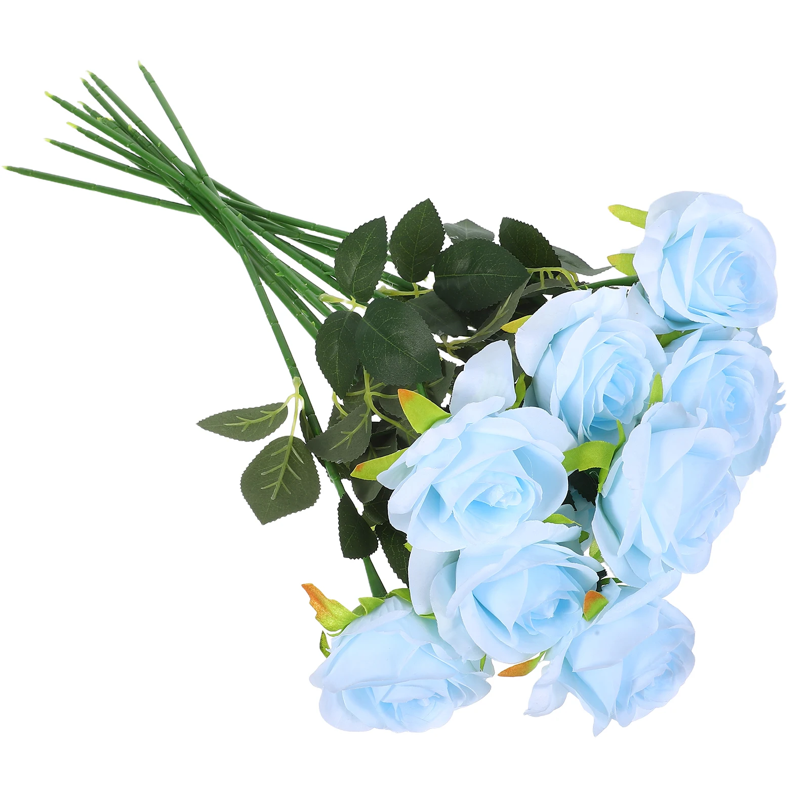 

12 Pcs Artificial Rose Bouquet Flower Centrepieces Sky-blue Silk Decorative Flowers