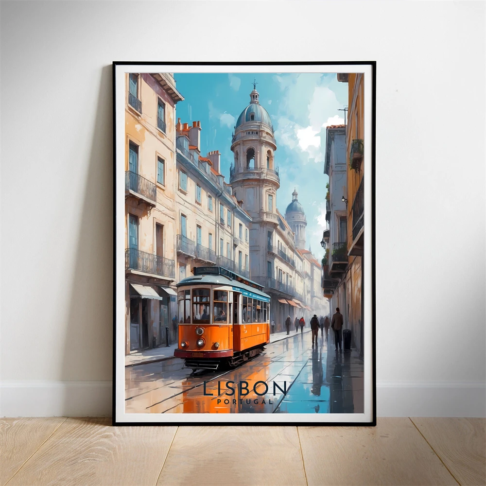 Lisbon Portugal Travel Poster Vintage City Street Print Tanzania National Park Travel Poster Vintage Wall Art Canvas Painting