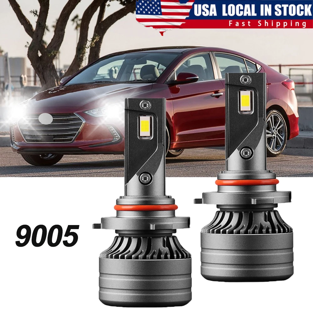 2X 9005 HB3 LED Headlight Bulb Conversion Kit High/Low Beam White Super Bright 6500K External Driver Light Bulbs