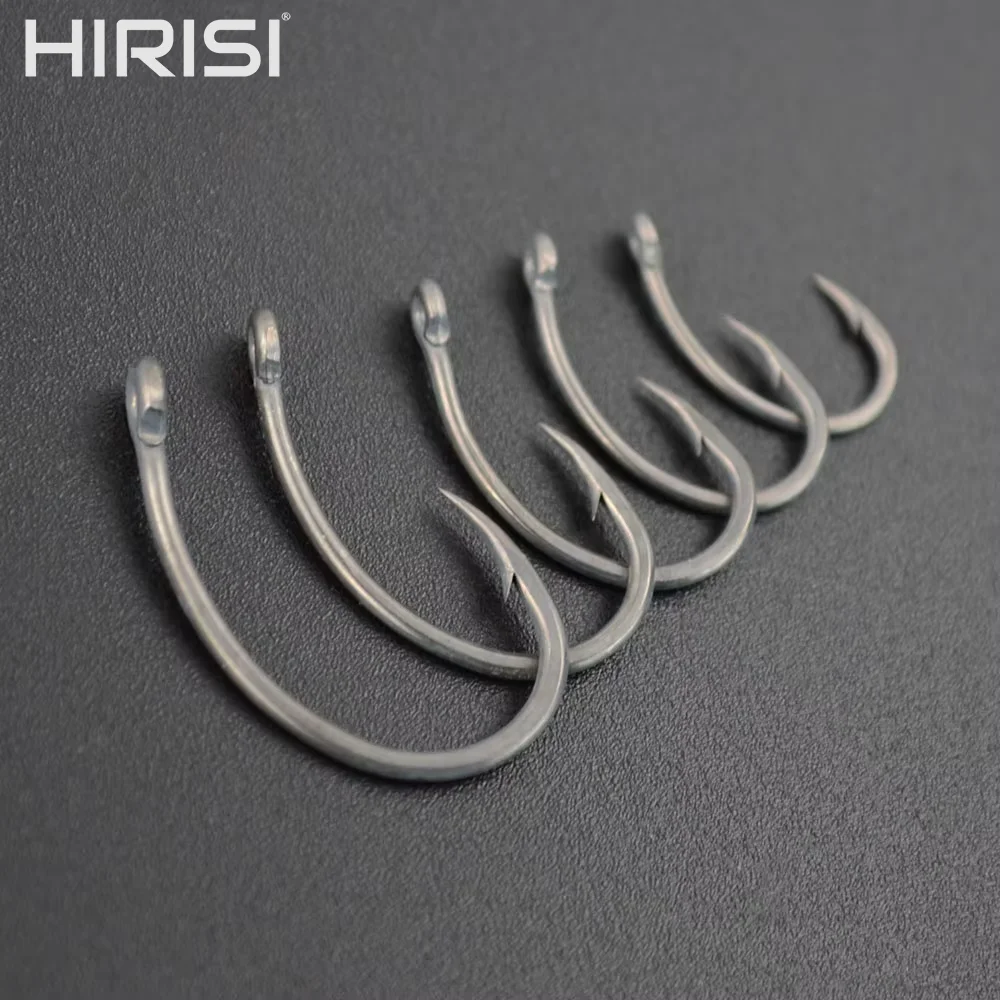 

HIRISITK 50pcs High Carbon Steel Barbed Hooks with PTFE Coating and Retail Packaging 8011