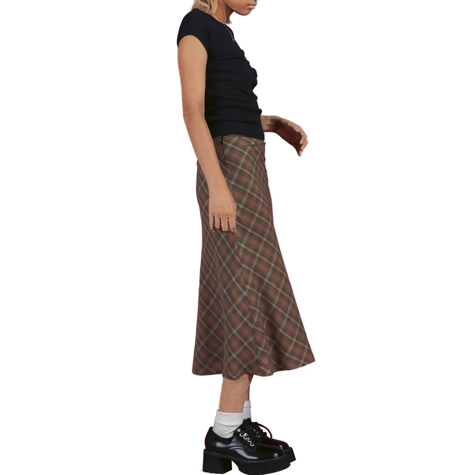 

Women Long Skirt Retro Midi A-Line Stretch Floral Skirt Slim Fit Bohemian Skirt Harajuku 90´s E-Girl Pencil Skirt