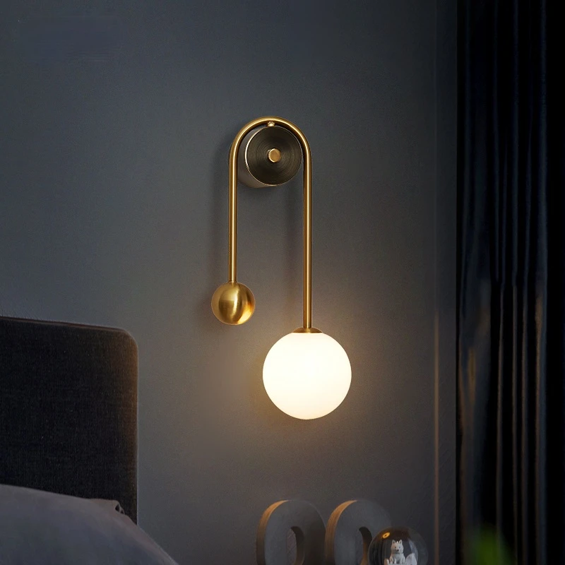 Imagem -03 - Modern Gold Glass Ball Led Lâmpada de Parede Interior Iluminação Interior Sconce Luminaire Lights Home Decor Sala de Estar Quarto Cabeceira