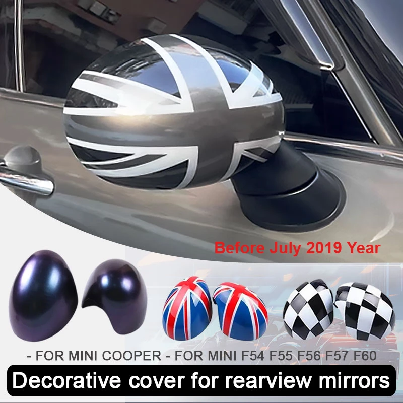 For Mini Cooper F56 One S JCW For F54 F55 F56 F57 F60 Before July 2019 Night jack Car Outside Rear View Mirror Covers Stickers