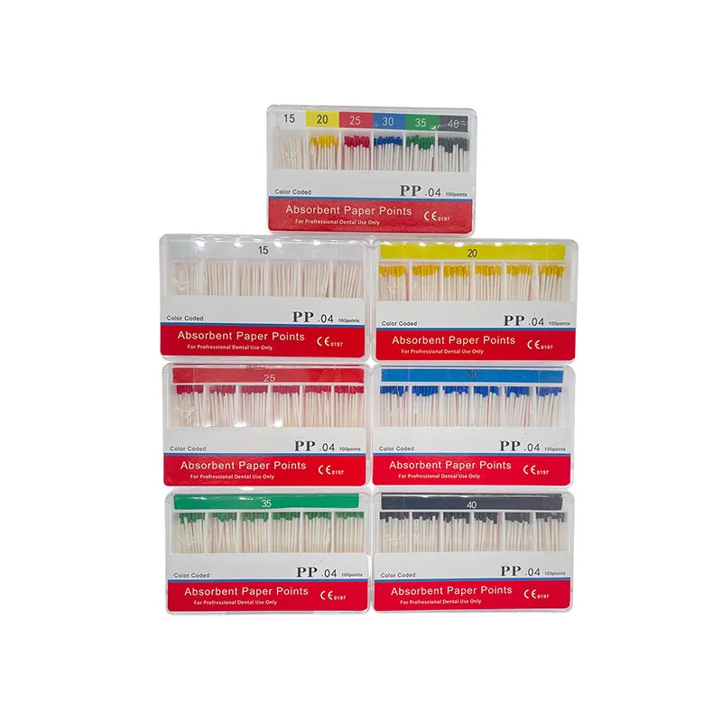 Kertas Dental PP, Point Absorbent Ukuran 02 04 06 Taper F1 F2 F3 untuk Perawatan Saluran Akar, Steril, Perlengkapan Endodontik