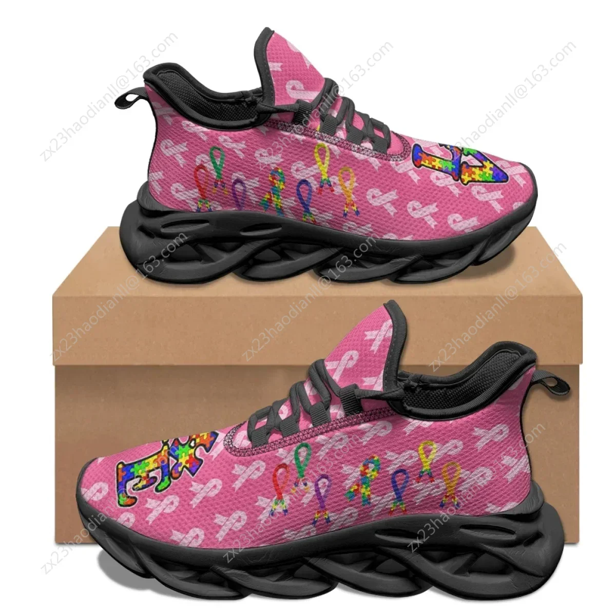 Autism Awareness Patterns Colorful Puzzle Print Sneakers For Women Summer Fall Outdoor Sports Running Shoes Breathable Trainers