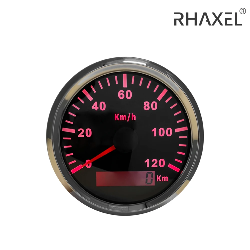 RHAXEL 85mm Speedometer Odometer Speedo Gauge 120km/h 200km/h for Car Truck Motor Auto with Backlight 12V 24V (Pulse Signal)