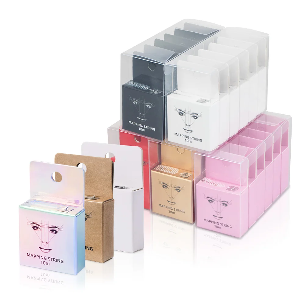 

Набор из 6 прозрачных коробок с материалами для микроблейдинга: нити для татуажа бровей, 10 м, предварительно окрашенные, для разметки бровей