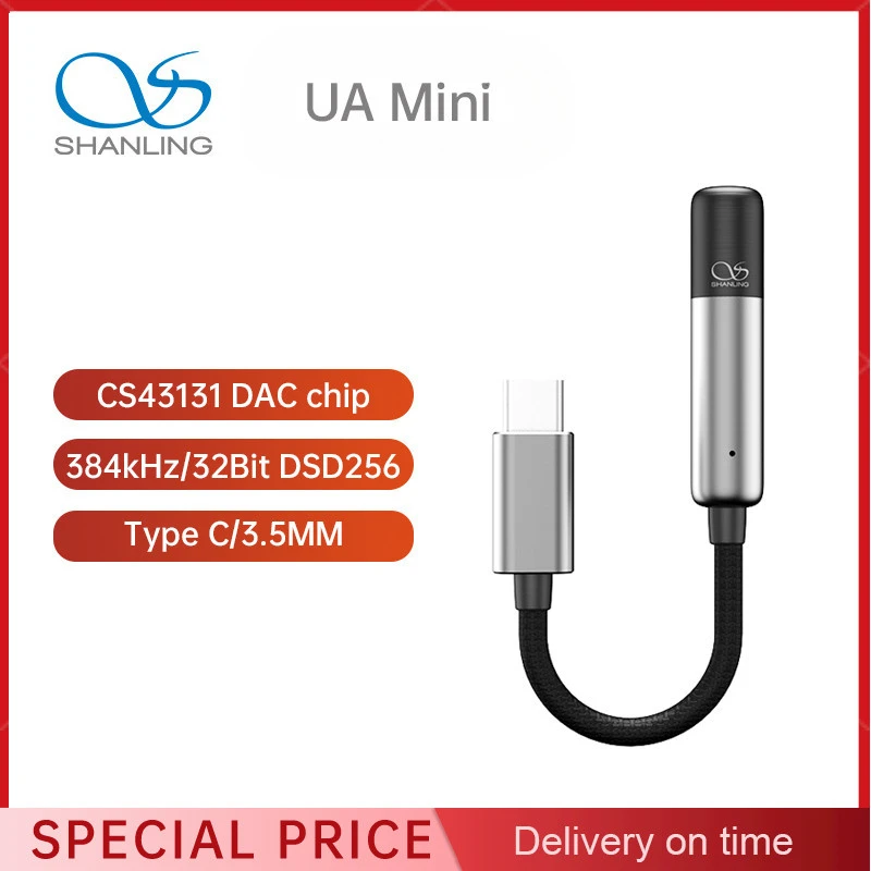 SHANLING UA Mini USB ЦАП AMP Усилитель для наушников USB-ключ Type-C к адаптеру 3,5 мм Hi-Res Audio DSD256 384 кГц/32 бит